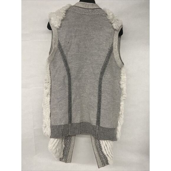 Sz M Medium Vince Grey Rex Rabbit Fur Sleeveless Sweater Vest V314276252 - Picture 7 of 9
